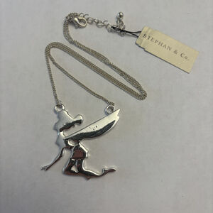 Stephan & Co. Silver Tone Kneeling Fairy Silhouette Pendant Necklace NWT